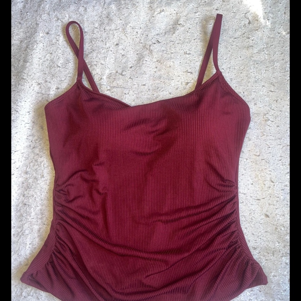Eomenie One piece womans bathing TANK TANKINI TOP ONLY! plus size 2XL NWT Maroon
